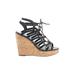 Joie Wedges: Black Solid Shoes - Women's Size 37 - Open Toe