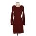 Rachel Zoe Casual Dress - Sweater Dress: Burgundy Dresses - Women's Size Small