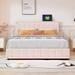 Wrought Studio™ Modern Platform Bed w/ LED Light & 4 Drawers Upholstered/Linen in Brown | 44.5 H x 62.6 W x 81.9 D in | Wayfair