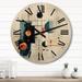 Designart "Colorful Mid Century Geometry Patchwork III" Abstract Collages Oversized Wood Wall Clock