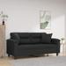 vidaXL 2-Seater Sofa with Throw Pillows Loveseat Couch Black Faux Leather