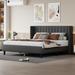 81"L King Size Wingback Platform Bed Frame with Headboard with Wood Slat Support