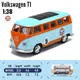 Cca 1:38 Golf Tankstelle Serie Volkswagen T1 Automodell mit Helm Acryl Box Legierung Auto Spielzeug