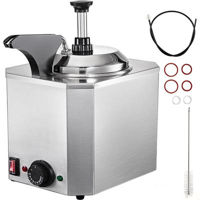 VEVOR Stainless Steel Cheese Dispenser with Pump 2.6Qt Capacity with Pump 30-110℃ Temp Adjustable for Hot Fudge Cheese Caramel