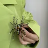 Große Größe Übertrieben Lustige Spinne Brosche Kreative Halloween Broschen Green Strass Pin Punk Hip Hop Trend Schmuck Geschenk