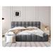 Upholstered Platform Bed Frame, Grounded Bed with Solid Frame and Tufted Headboard, Wood Slat Support