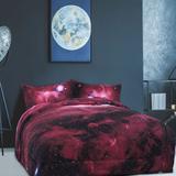 3pcs Galaxies Red Comforter All-season Down Quilted Duvet