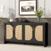 Modern TV Stand with Rattan Doors, Adjustable Shelves, Entertainment Center, Storage Sideboard, Cabinet for Living Room