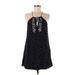 THML Casual Dress - A-Line Plunge Sleeveless: Black Print Dresses - Women's Size Medium