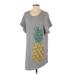 Maeve Casual Dress - Mini Scoop Neck Short sleeves: Gray Graphic Dresses - Women's Size Small Petite