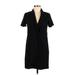 Zara Casual Dress - Shift V-Neck Short sleeves: Black Solid Dresses - Women's Size Medium