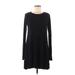 Michael Lauren Casual Dress - Mini Crew Neck Long sleeves: Black Print Dresses - Women's Size Medium