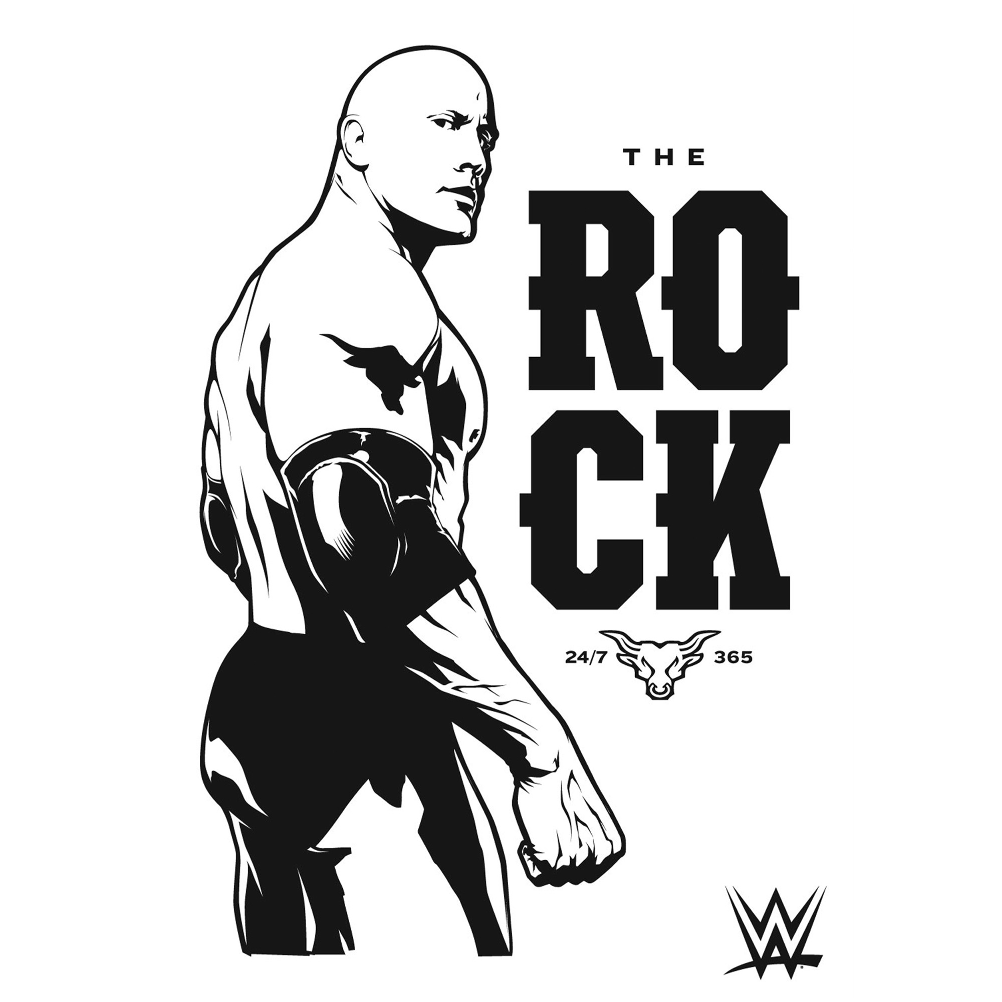 WWE The Rock Black and White Grafik Poster - Ungerahmt A2