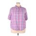 Woman Within Short Sleeve Button Down Shirt: Pink Plaid Tops - Women's Size 22