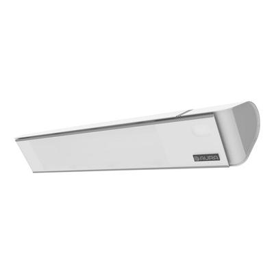 Aura Decor ADGLASS-15120W 31 7/16" White Aluminum / Ceramic Glass Carbon Fiber Electric Infrared Heater with Remote and Bluetooth - 120V, 1500W