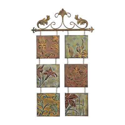 Brown Metal Traditional Floral Wall Decor by Quinn Living in Multi