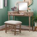 Waverly Vanity Table and Bench Natural 2 Piece Set, 2 Piece Set, Natural