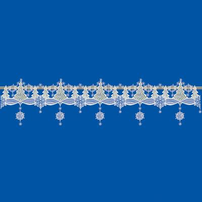 Scheibengardine "Winterwald" Gr. 9, grün (ecru, silberfarben, tannengrün), B:144cm H:19cm, Polyester, W. REUTER & SOHN - PLAUENER SPITZE, Gardinen, Made in Germany Image
