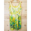 Nine West Dresses | Nine West Women's Size 12 Fit Flare Summer Dress Bright Yellow Green Sleeveless | Color: Green/Yellow | Size: 12