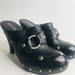 Michael Kors Shoes | Michael Kors Size 8m Black Leather Mule Wedge Clog Platform Heels | Color: Black | Size: 8