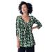 Plus Size Women's Twisted Knot-Front Tunic by ellos in Black Green Leaf Print (Size L)