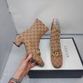 Gucci Shoes | Gucci Monogram Beige Ruggine Rust Victoire Double G Logo Ankle Boot | Color: Brown/Tan | Size: 7
