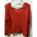 Free People Sweaters | Free People Chunky Open Knit Pullover Sweater Orange Crop Wool Mohair Xs | Color: Red | Size: Xs