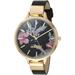 Nine West Accessories | Nine West Women's Floral Black Strap With Buckle Closure Watch | Color: Black/Gold | Size: Os