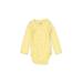 Carter's Long Sleeve Onesie: Yellow Print Bottoms - Size Newborn