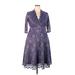 Kiyonna Casual Dress: Purple Brocade Dresses - Women's Size 1 Plus