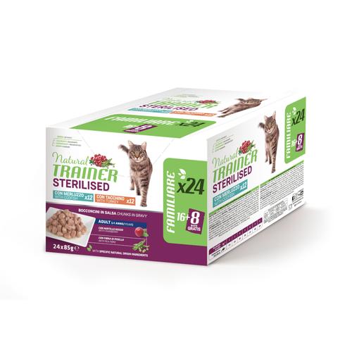 48x85g Natural Trainer Adult Sterilised Mixpaket: Truthahn und Kabeljau