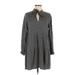 Zara Casual Dress - Shirtdress Tie Neck 3/4 sleeves: Gray Print Dresses - Women's Size X-Small