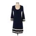 Lilly Pulitzer Casual Dress Scoop Neck 3/4 sleeves: Blue Color Block Dresses - Women's Size X-Small