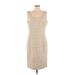 Lafayette 148 New York Casual Dress - Sheath Square Sleeveless: Tan Print Dresses - Women's Size 10