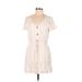 Newbury Kustom Casual Dress - Mini V Neck Short sleeves: Ivory Print Dresses - Women's Size Medium