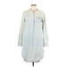 Merona Casual Dress - Shirtdress: Blue Dresses - Women's Size Medium