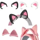 Oreilles de chat en Silicone rose pour casque noir casque filaire sans fil gamer oreilles mignonnes