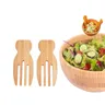 Fourchette à salade en bambou non peinte outil Assad soupe de cuisine cuillère à salade en bois