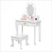 Harriet Bee Jamayiah Vanity Children's Princess Vanity Table & Chair Set Makeup Dressing Table Girls Gifts Wood in Brown/White | Wayfair