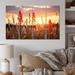 Latitude Run® Wildflowers Field w/ Sunset - Floral Metal Wall Art Prints Set Metal in Orange/Red | 28 H x 48 W x 1 D in | Wayfair