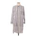 BCBGMAXAZRIA Casual Dress - Shift High Neck 3/4 sleeves: Gray Print Dresses - Women's Size Medium