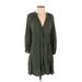 MNG Casual Dress - Mini V Neck 3/4 sleeves: Green Print Dresses - Women's Size 4