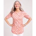 Blair Women's Essential Knit Elbow Sleeve Curved-Hem Tee - Orange - L - Misses