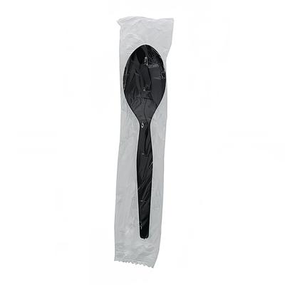 AmerCareRoyal S2308FB Medium Weight Disposable Teaspoon - Polystyrene, Black, Individually Wrapped