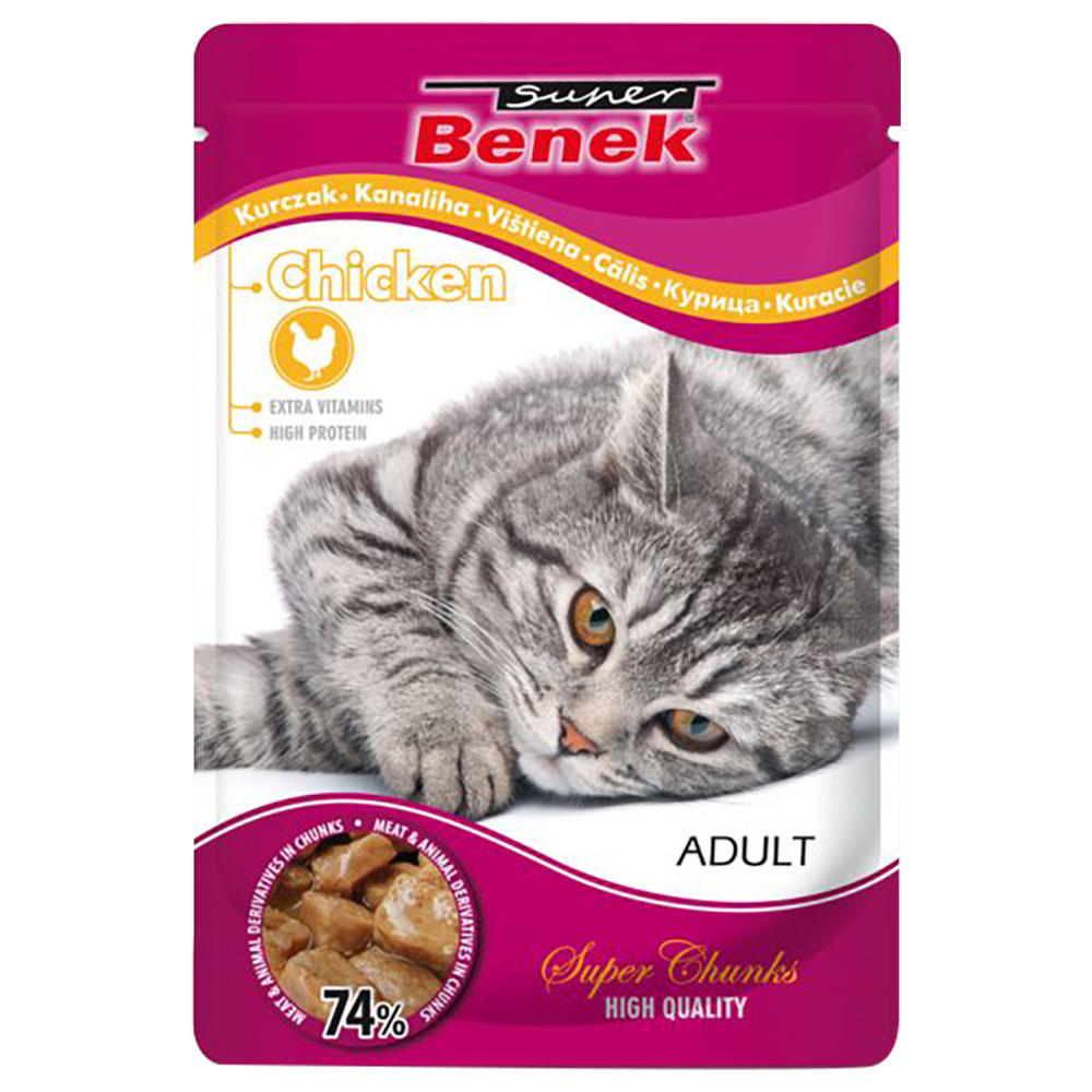 Super Benek Super Chunks 24 x 100 g umido per gatto - Pollo in salsa