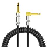 Andoer Curly Musical Instrument Audio Guitar Cable Cord 1/4 Inch Straight to Right-angle Gold-plated TS Plugs PU Jacket for Electric Guitar Bass Mixer Amplifier Equalizer Max. 3 Meters Usage Length