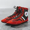 Indoor Soft Bottom Wrestling Schuhe profession elle Boxen Kampf Leder Turnschuhe Training Match Sports tiefel plus Größe 30-46
