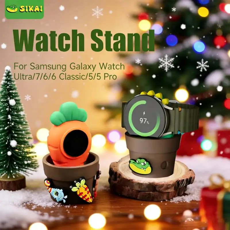 Silikon-Ladestation für Samsung Galaxy Watch 8/7/6/6 Classic, Desktop-Ladehalter mit Aufbewahrungsorganizer Image