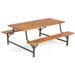 Costway Acacia Wood Patio Picnic Table Bench Set with 71 Tabletop ï¼† 2 Umbrella Hole