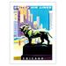 Chicago USA - Bronze Lion Statues - Art Institute of Chicago - United Air Lines - Vintage Airline Travel Poster by Joseph Binder c.1958 - Fine Art Matte Paper Print (Unframed) 18x24in